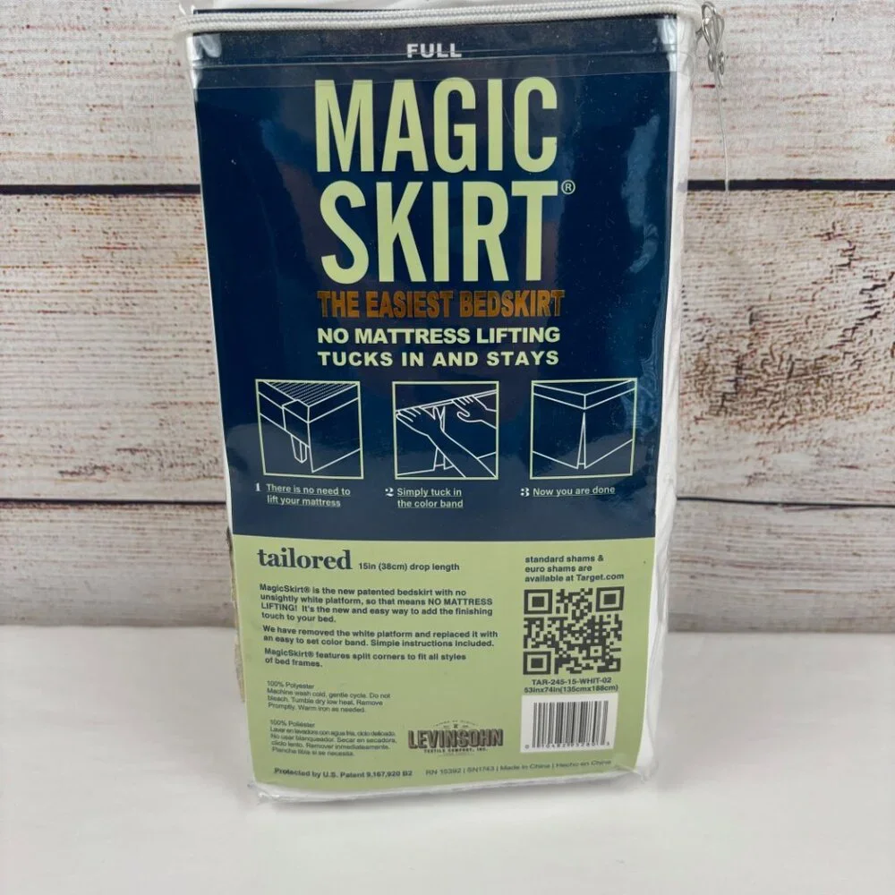 Magic Skirt Full Size Mattress BedSkirt Tailored No Mattress Lift 15